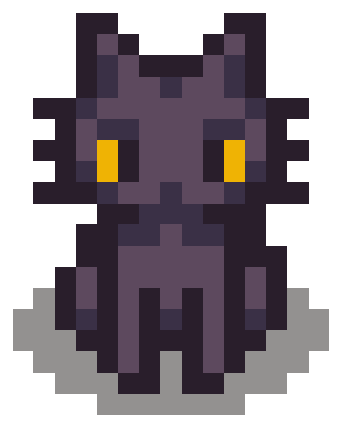 Gatito negro pixelado, mascota de Menta